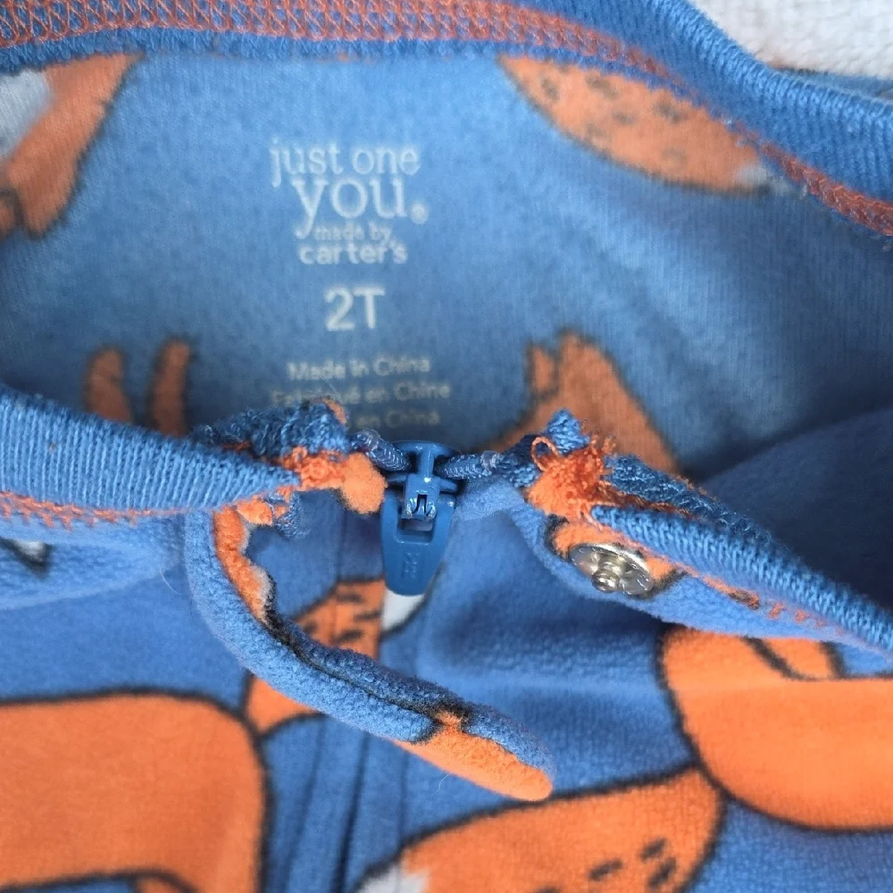 Carter's Blue and Orange Fox Print Footie Sleeper Size 2 T